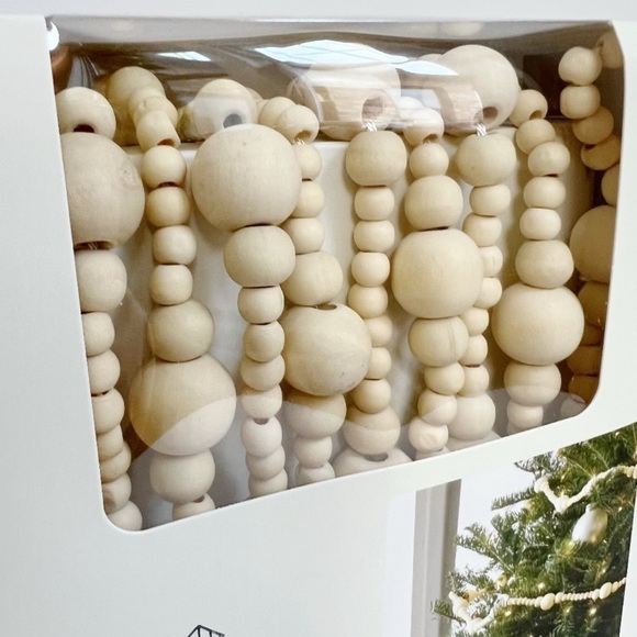 Hearth & Hand Magnolia Decorative Wooden Bead Christmas Tree Garland X 2. - Picture 4 of 5